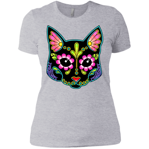 cat in black - day of the dead sugar skull kitty sweatshirt T-Shirt