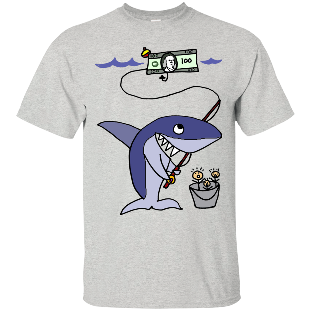 cool funny shark fishing for humans T-Shirt