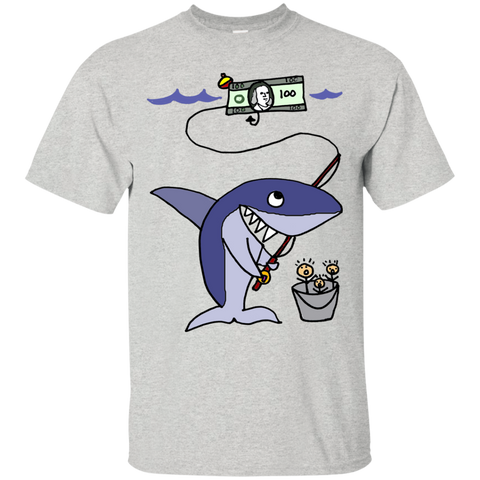 cool funny shark fishing for humans T-Shirt