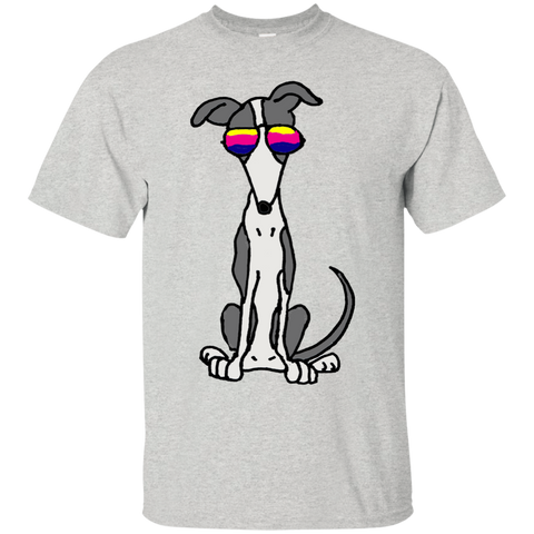 cool funny grey and white greyhound dog in sunglasses T-Shirt