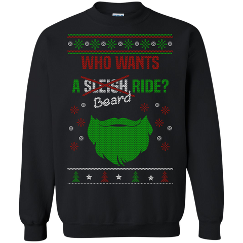 beard ride ugly christmas sweater style printed T-Shirt