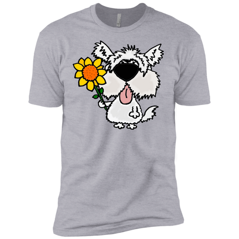 cool funny white furry dog holding sunflower T-Shirt