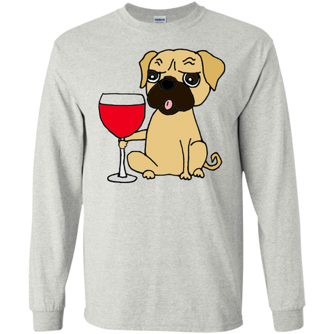 funny cool pug dog drinking red wine T-Shirt
