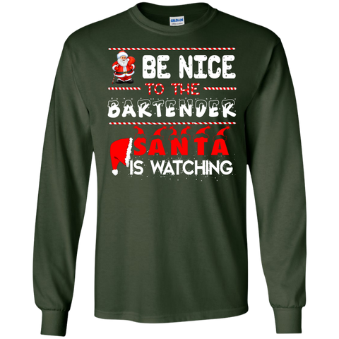 be nice to the bartender santa is watching T-Shirt