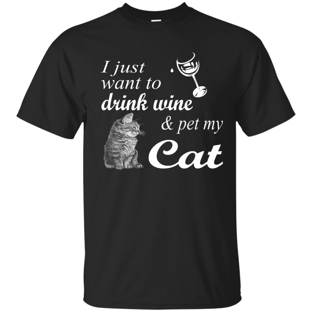 drink wine & pet my cat t- T-Shirt