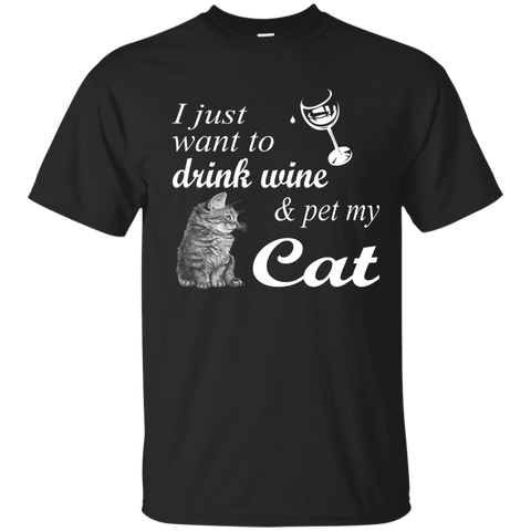 drink wine & pet my cat t- T-Shirt