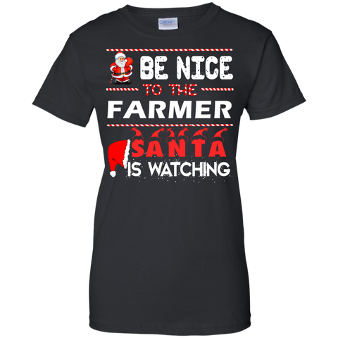 be nice to the farmer santa is watching sweater, T-Shirt