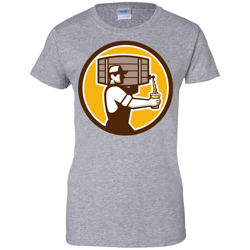 bartender carrying keg pouring beer circle retro T-Shirt
