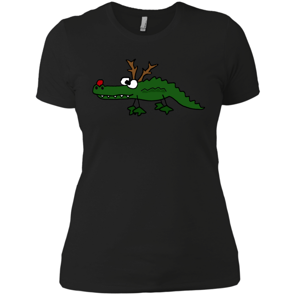 cool funny christmas alligator with antlers holiday sweater T-Shirt