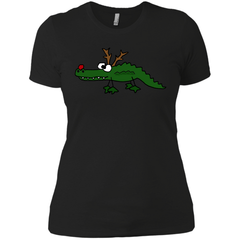 cool funny christmas alligator with antlers holiday sweater T-Shirt