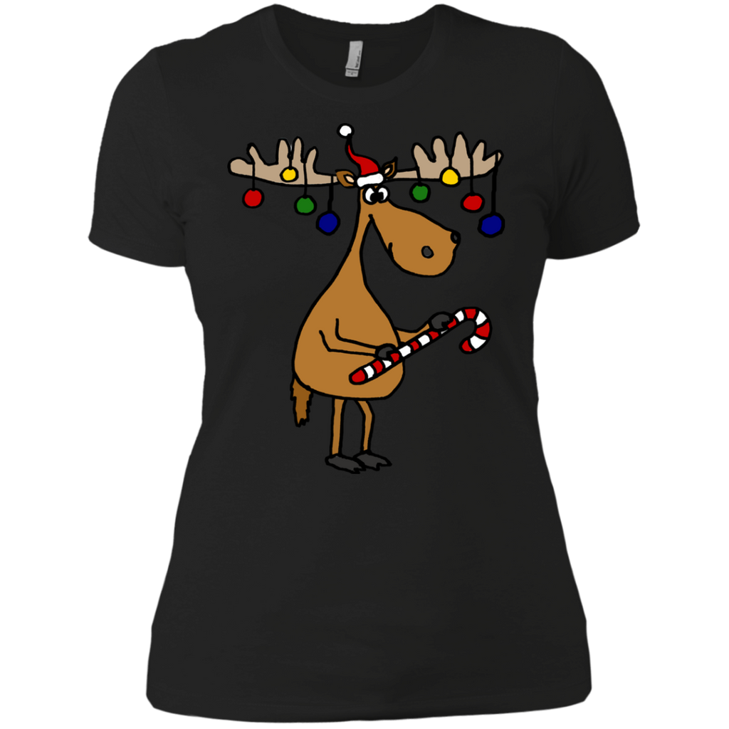 cool funny moose with christmas ornaments antlers holiday sweater T-Shirt