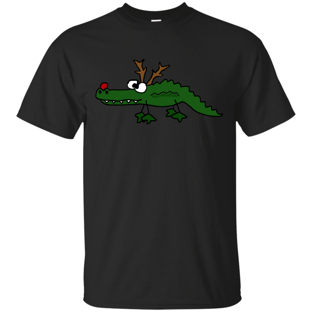 cool funny christmas alligator with antlers holiday sweater T-Shirt