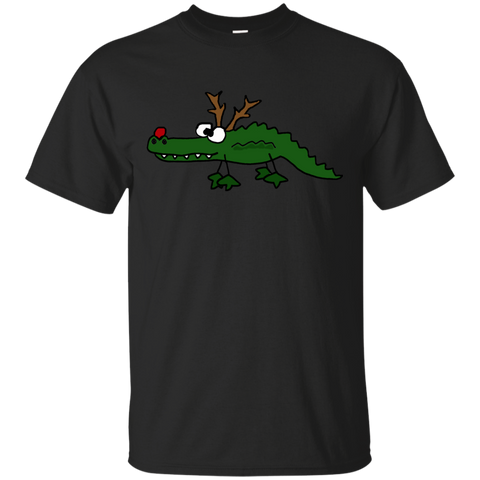 cool funny christmas alligator with antlers holiday sweater T-Shirt