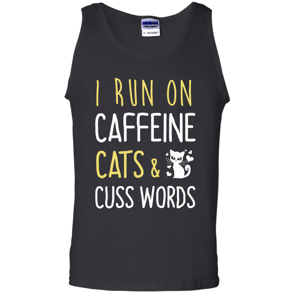 i run on caffeine cats & cuss words T-Shirt