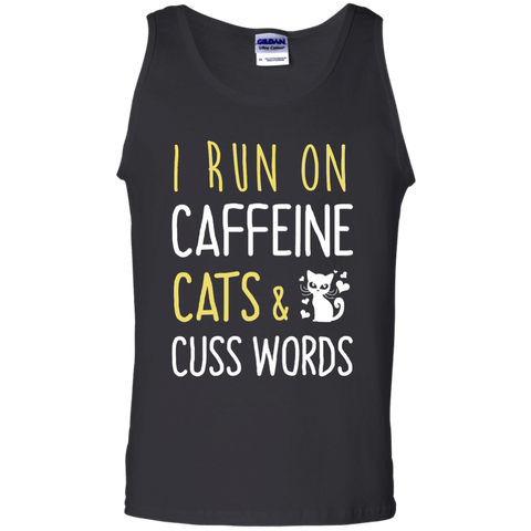 i run on caffeine cats & cuss words T-Shirt