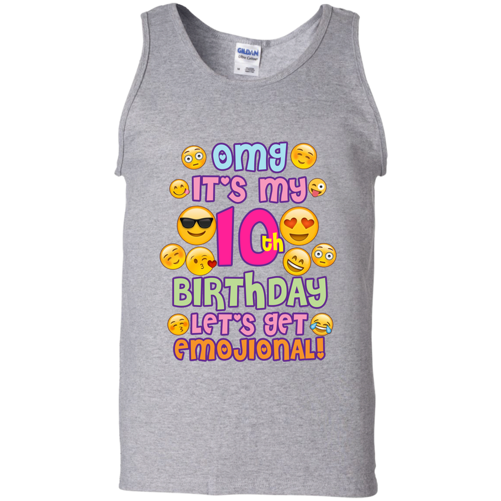 Emoji Shirt For Girls Birthday 10 Ten Year Old Emoji Fun G220 Gildan 100% Cotton Tank Top