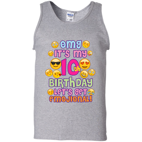 Emoji Shirt For Girls Birthday 10 Ten Year Old Emoji Fun G220 Gildan 100% Cotton Tank Top