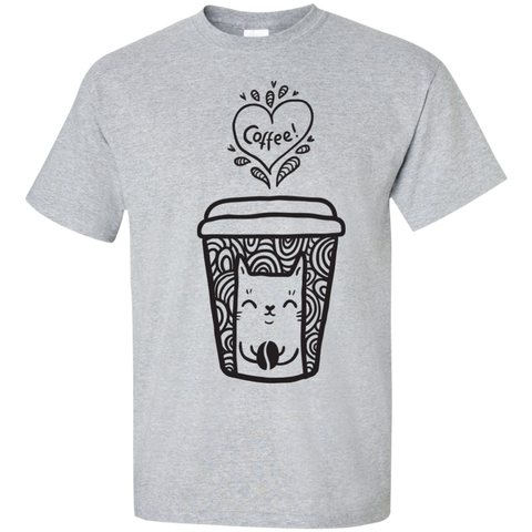 doodle coffee cat t- T-Shirt
