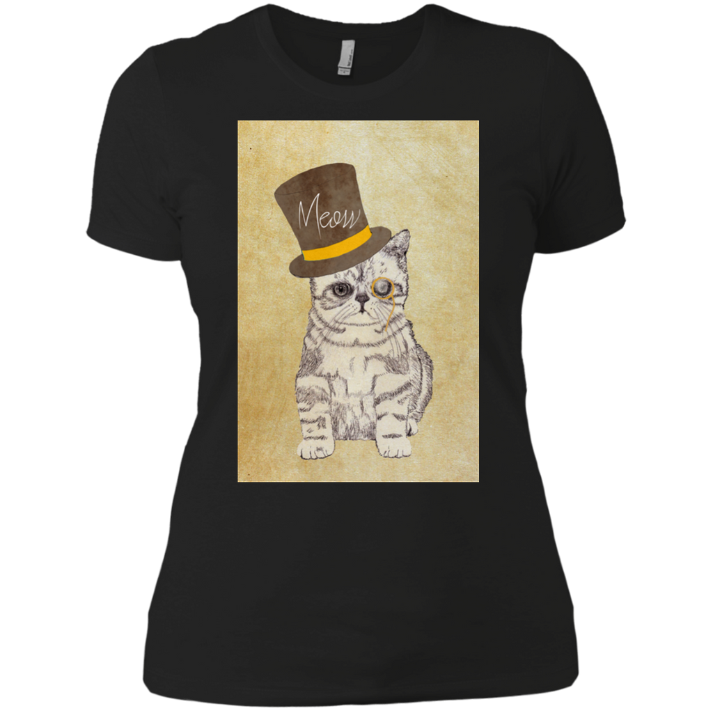funny cute kitten cat sketch monocle and top  t- T-Shirt