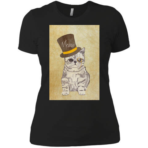 funny cute kitten cat sketch monocle and top  t- T-Shirt