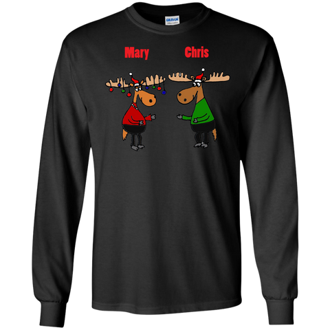 cool funny mary and chris moose christmas cartoon sweater T-Shirt
