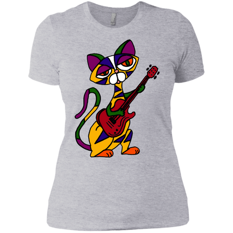 funny funky colorful cool cat playing electric guitar sweatshirt T-Shirt