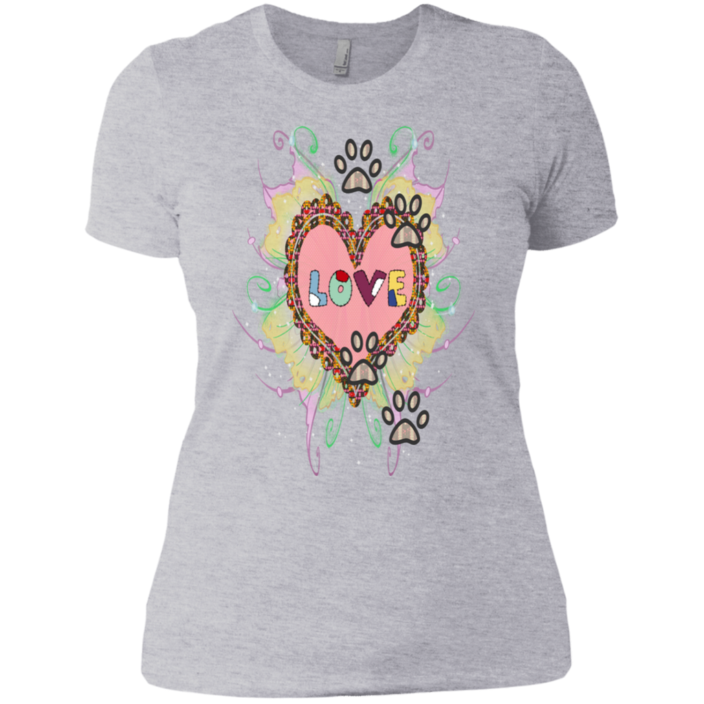 dog footprints love heart T-Shirt