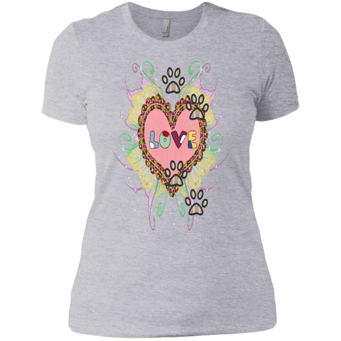 dog footprints love heart T-Shirt