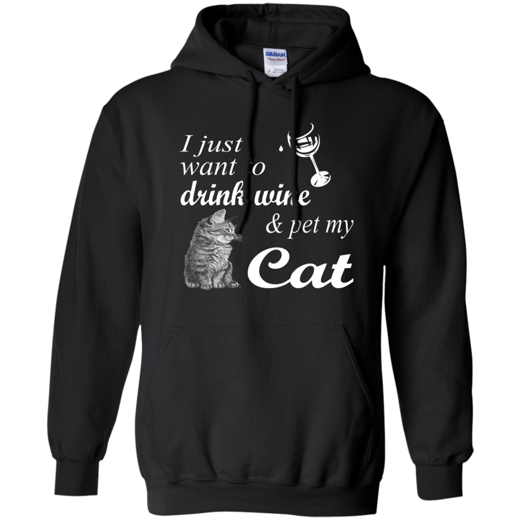 drink wine & pet my cat t- T-Shirt
