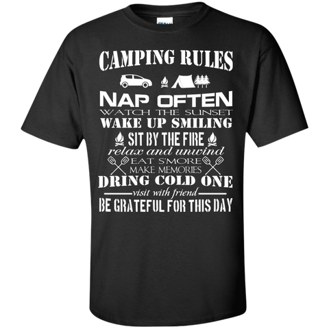 camping rules wake up smiling nap often relax T-Shirt