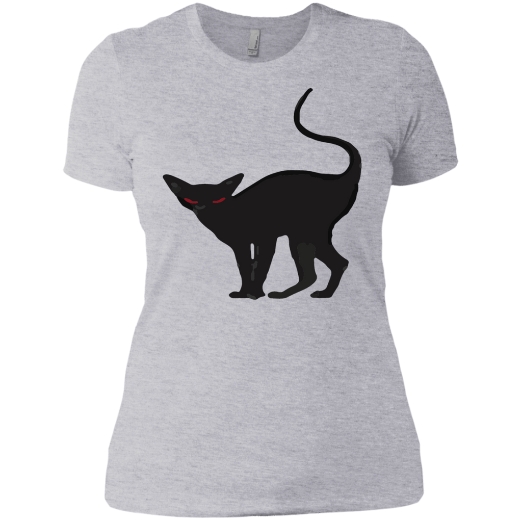 creepy black halloween cat T-Shirt Next Level Ladies Boyfriend Tee