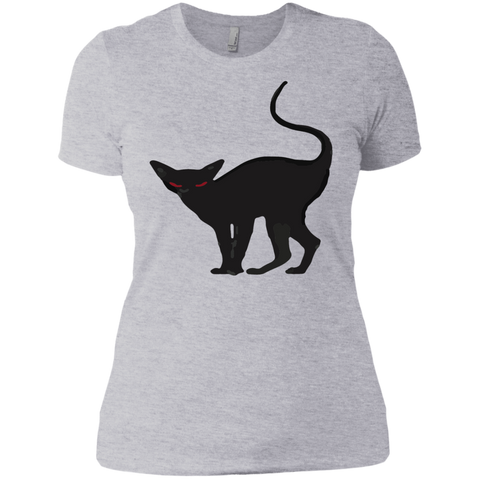 creepy black halloween cat T-Shirt Next Level Ladies Boyfriend Tee