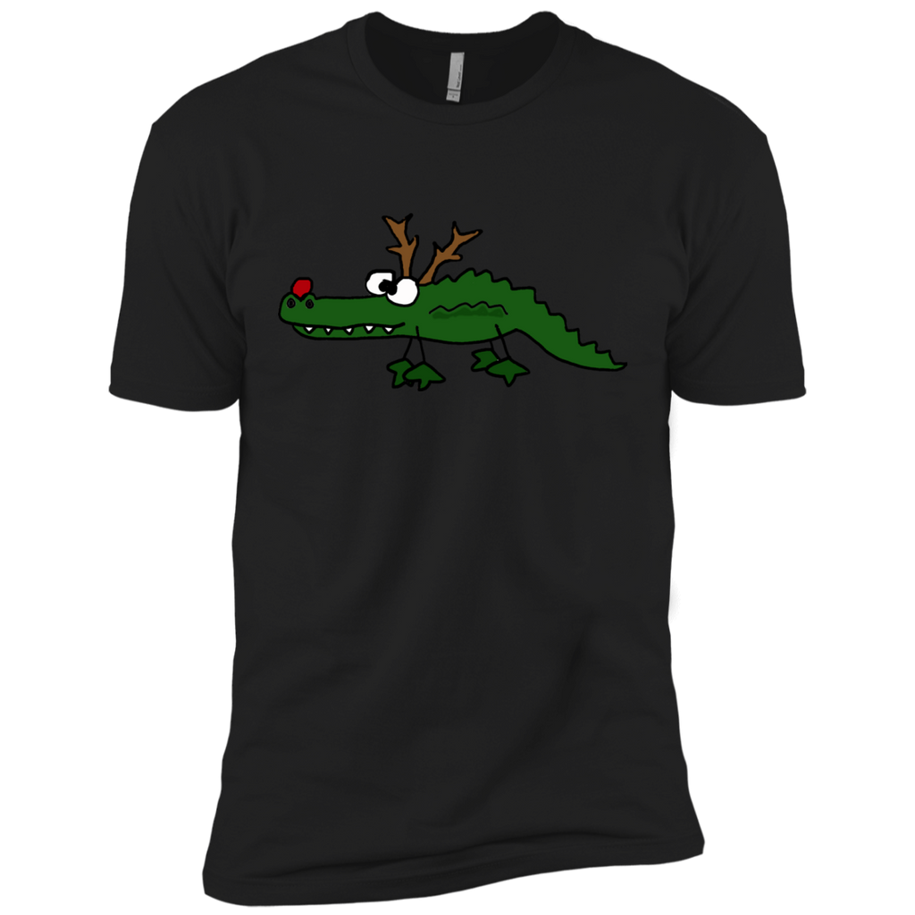 cool funny christmas alligator with antlers holiday sweater T-Shirt