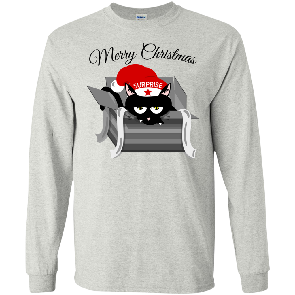 cat in a christmas box  funny T-Shirt