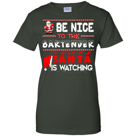 be nice to the bartender santa is watching T-Shirt