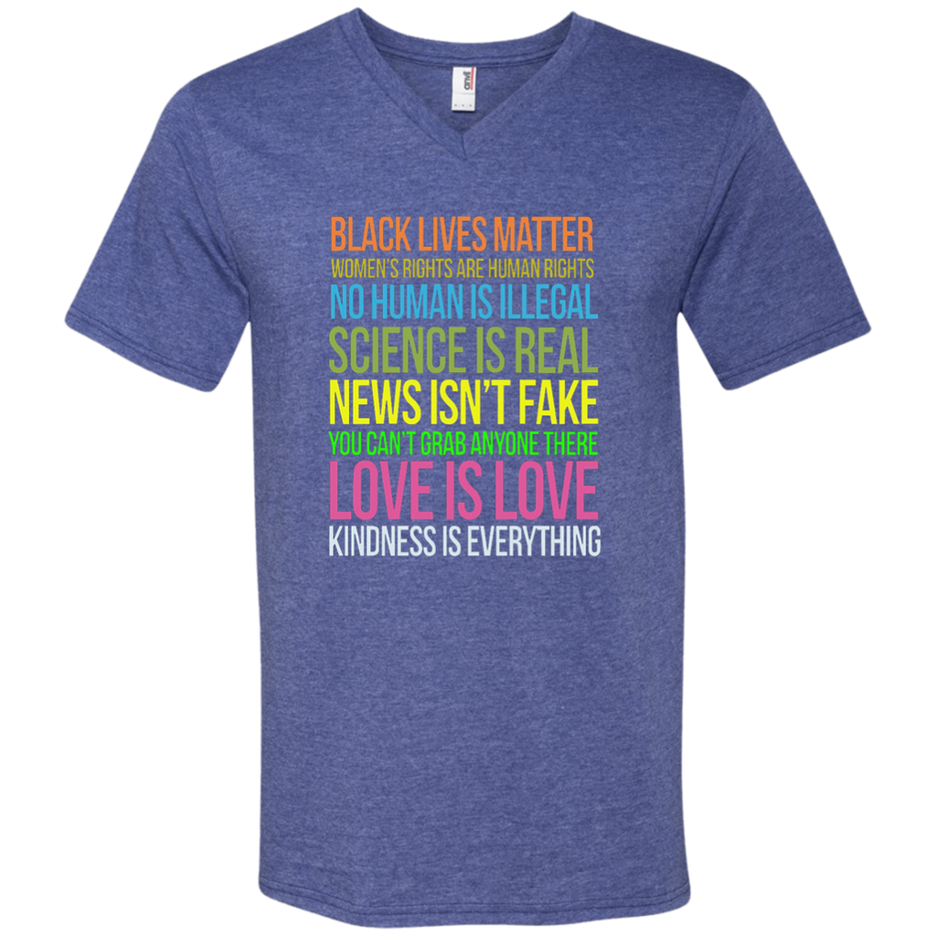Kindness Is Everything Black Lives Love Is Love TShirt 982 Anvil Men's Printed V-Neck T-Shirt