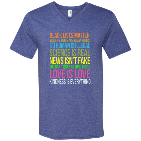 Kindness Is Everything Black Lives Love Is Love TShirt 982 Anvil Men's Printed V-Neck T-Shirt