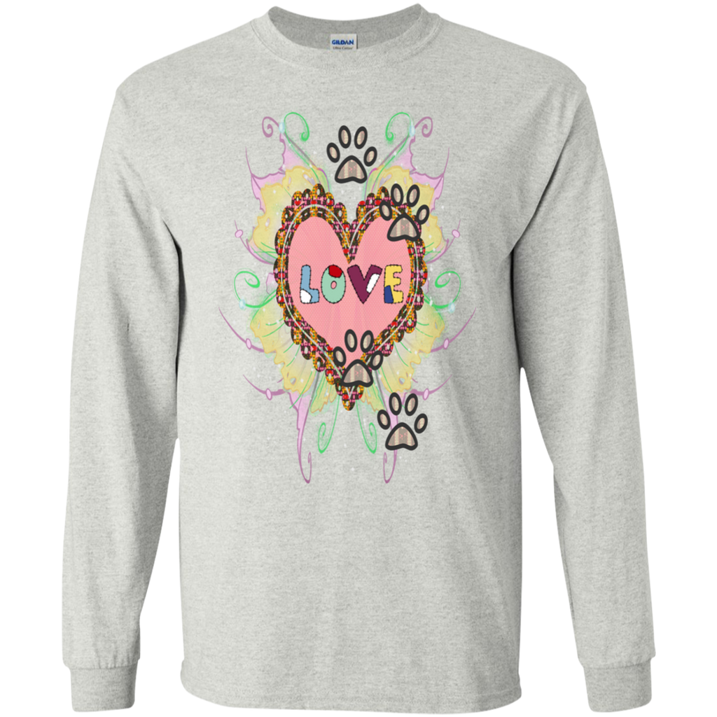 dog footprints love heart T-Shirt