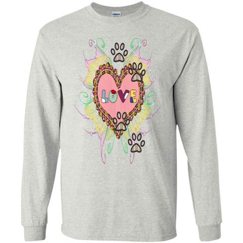 dog footprints love heart T-Shirt
