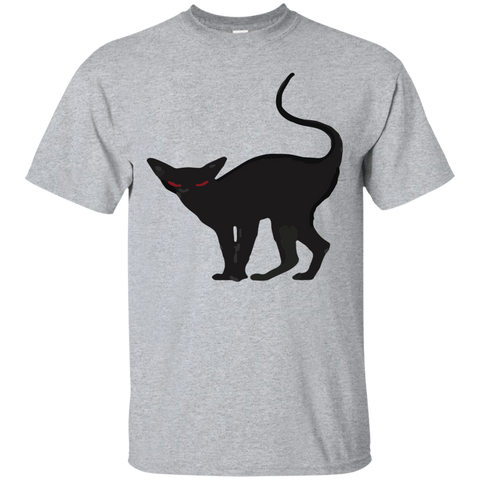 creepy black halloween cat T-Shirt Custom Ultra Cotton