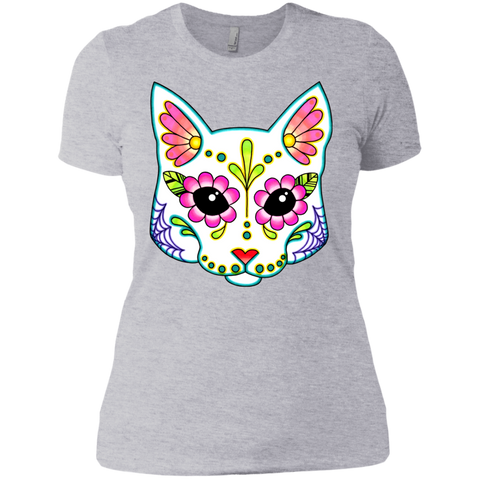 cat in white - day of the dead sugar skull kitty sweatshirt T-Shirt