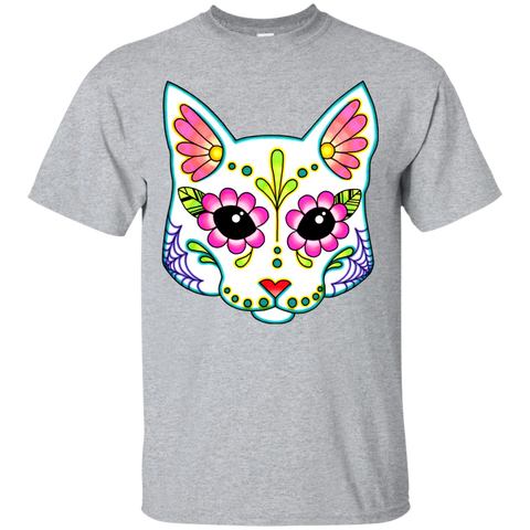 cat in white - day of the dead sugar skull kitty sweatshirt T-Shirt