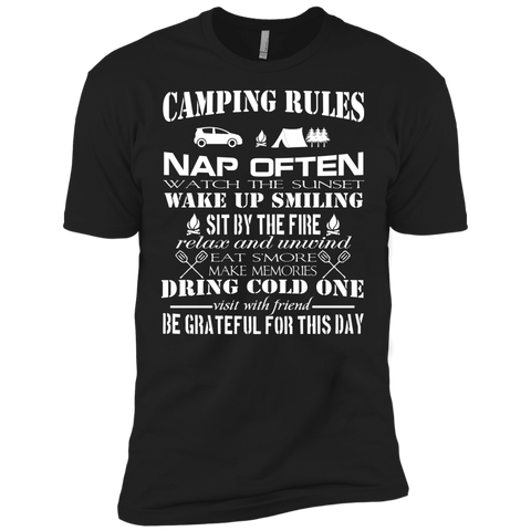 camping rules wake up smiling nap often relax T-Shirt