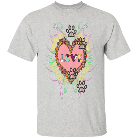 dog footprints love heart T-Shirt