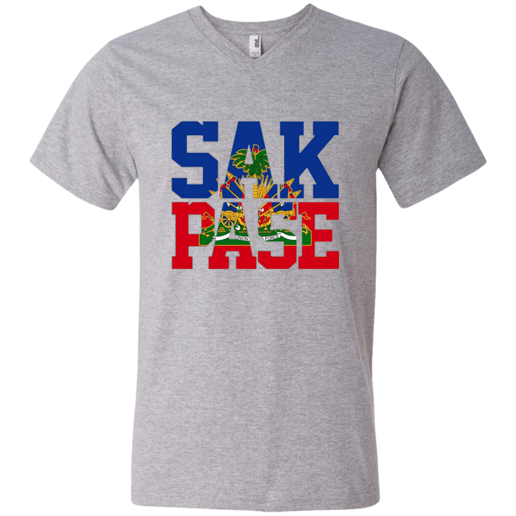 Sak Pase - Haitian pride for haitian flag day 982 Anvil Men's Printed V-Neck T-Shirt