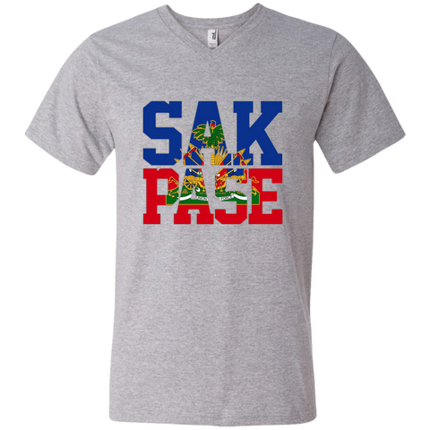 Sak Pase - Haitian pride for haitian flag day 982 Anvil Men's Printed V-Neck T-Shirt