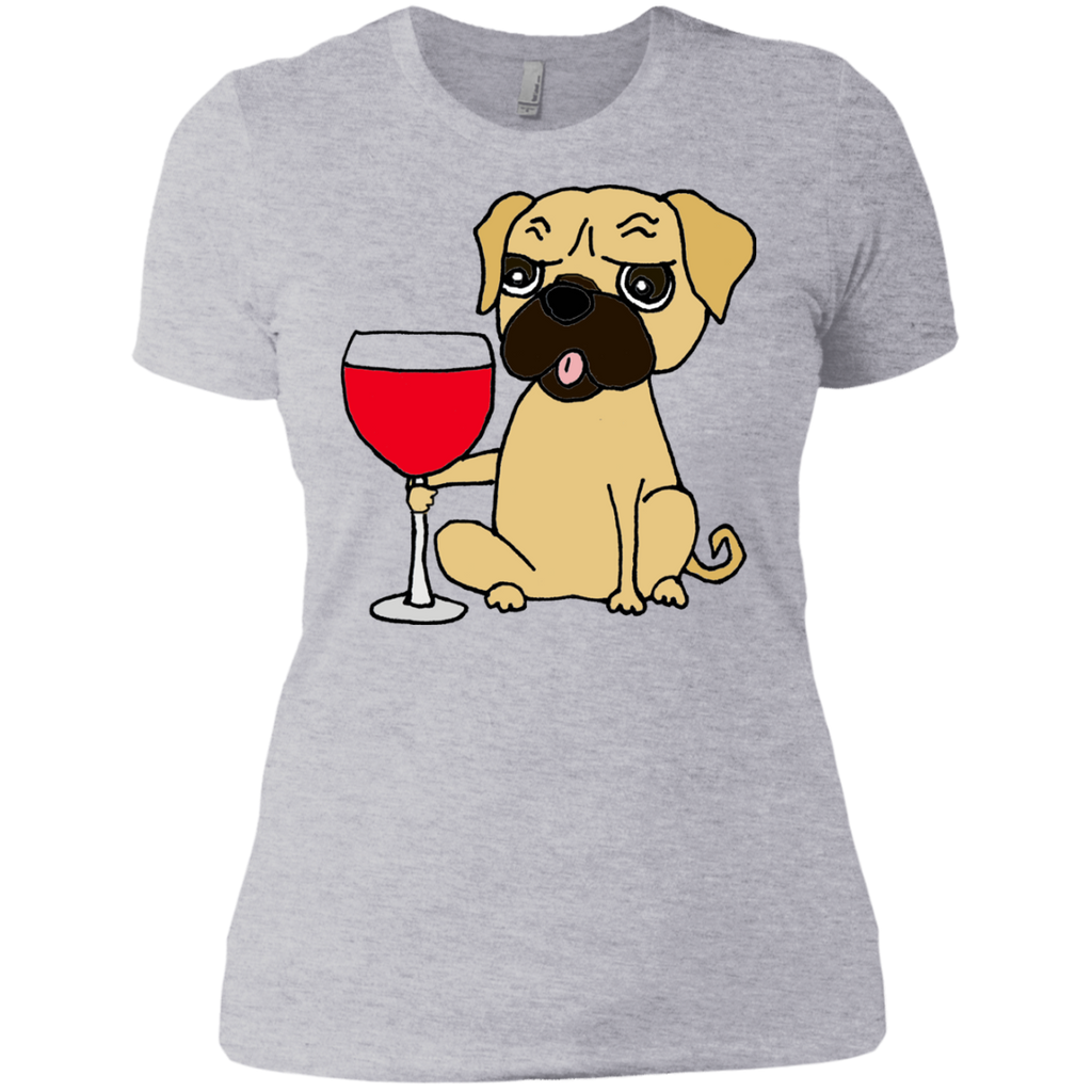 funny cool pug dog drinking red wine T-Shirt