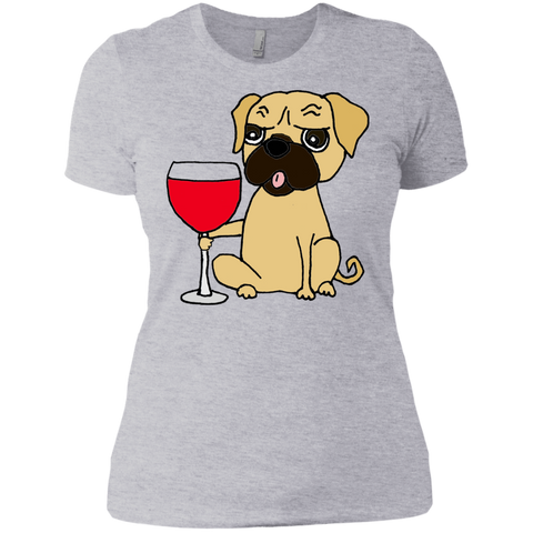 funny cool pug dog drinking red wine T-Shirt