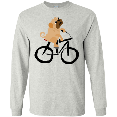 cool funny funky pug dog riding bicycle T-Shirt