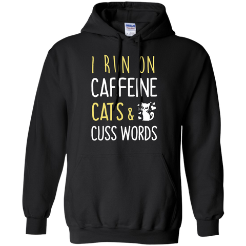i run on caffeine cats & cuss words T-Shirt